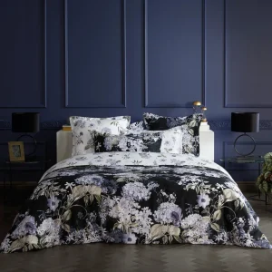 Housse de couette + taie(s) d'oreiller satin de coton - Hortensia Bleu foncé*Maison Héritage Best