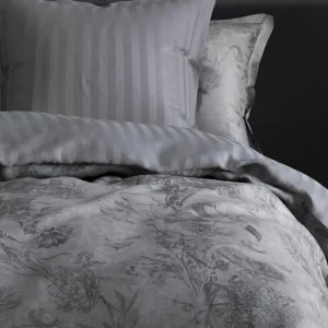 Housse de couette + taie(s) satin de coton - Flore noir/gris*Cacharel Hot