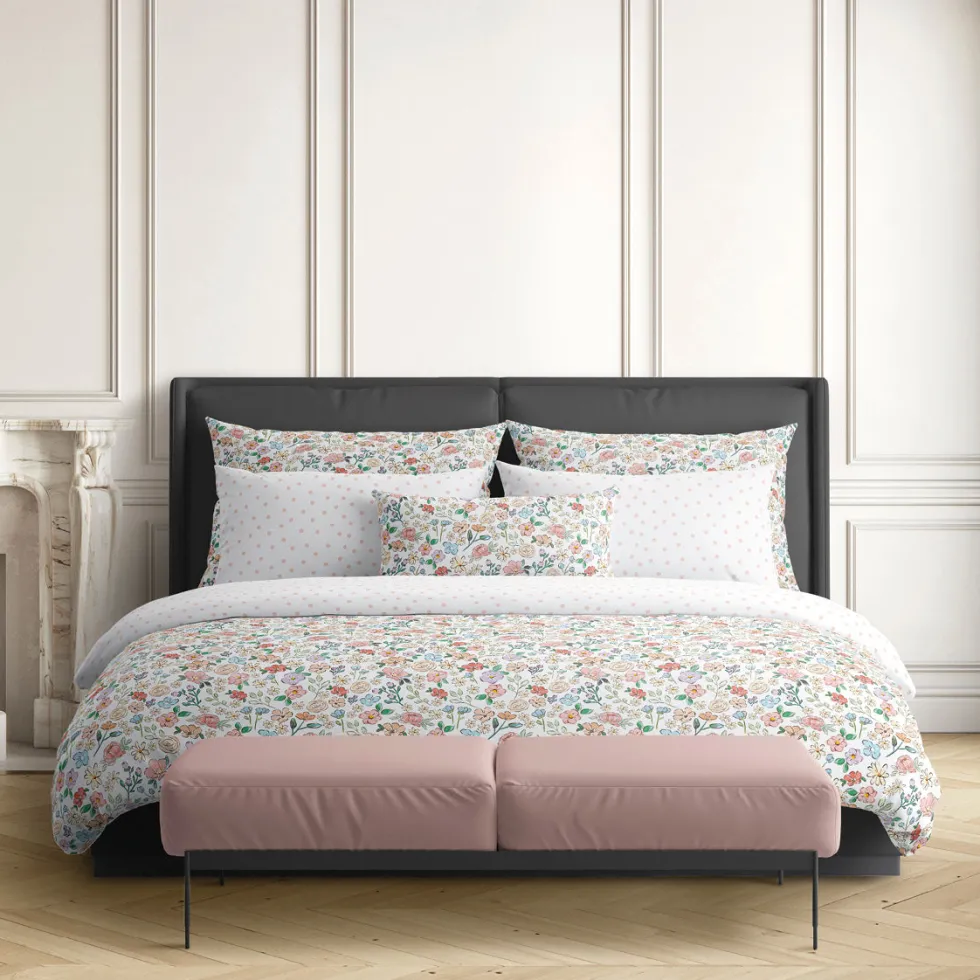 housse_de_couette__taies__2-21.webp Housse de couette + taie(s) satin de coton - Prairie Fleurie/Petit Pois Blanc*Ines by Ines de la Fressange Clearance