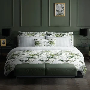 Housse de couette + taie(s) d'oreiller satin de coton - Jardin Exotique blanc*Maison Héritage Online