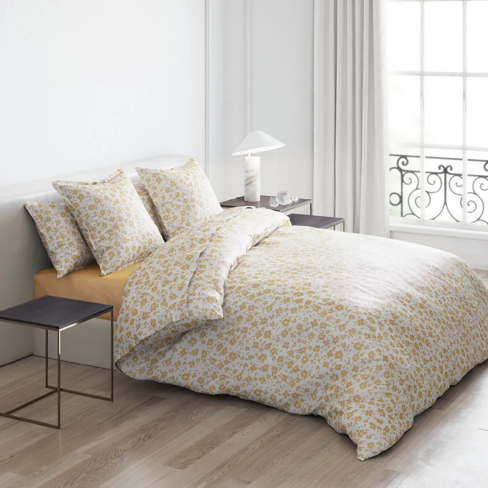 housse_de_couette__taies__2-245.webp Housse de couette + taie(s) d'oreiller satin de coton - Eglantine Blanc / Jaune*Cacharel New