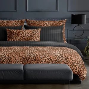 Housse de couette + taie(s) d'oreiller satin de coton - Fantaisie féline Brun*Maison Héritage Discount