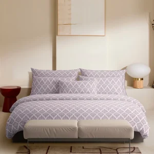 Housse de couette + taie(s) d'oreiller satin de coton - Harmonie végétale Violet clair / Violet clair*Ines by Ines de la Fressange Online