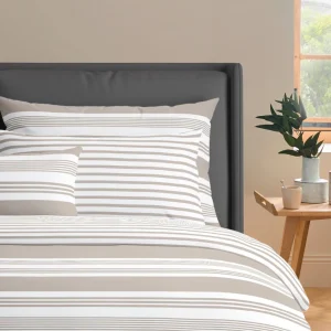 Housse de couette + taie(s) d'oreiller satin de coton - Léna Taupe*Rodier New