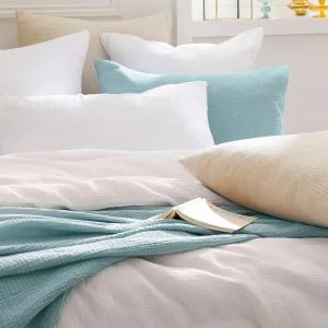 Housse de couette + taie(s) gaze de coton - Uni Blanc*Cacharel New