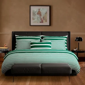 Housse de couette + taie(s) d'oreiller satin de coton - Horizon Vert*Chevignon Online