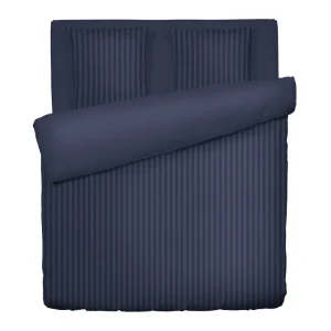 Housse de couette + taie(s) d'oreiller satin de coton - tissé Jacquard - rayures bleu foncé*Rodier Online