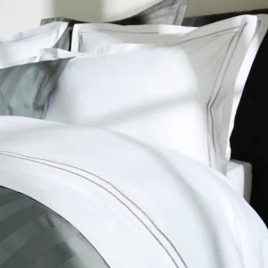 Housse de couette + taie(s) d'oreiller satin de coton - Saint-Tropez Gris / Blanc*Chevignon Clearance