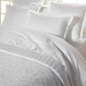 Housse de couette + taie(s) satin de coton - tissé Jacquard - Victorian Blanc*Chevignon Best
