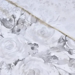 Housse de couette + taie(s) satin de coton - Pétale de rose Noir/blanc*Cacharel Clearance