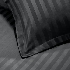 Housse de couette + taie(s) d'oreiller satin de coton - tissé Jacquard - rayure Noir*Ines by Ines de la Fressange Sale