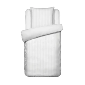 Housse de couette + taie(s) d'oreiller satin de coton rayure tissé jacquard - Blanc*Cacharel Best