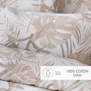 Housse de couette + taie(s) d'oreiller satin de coton - Tropical Taupe clair*Rodier Discount
