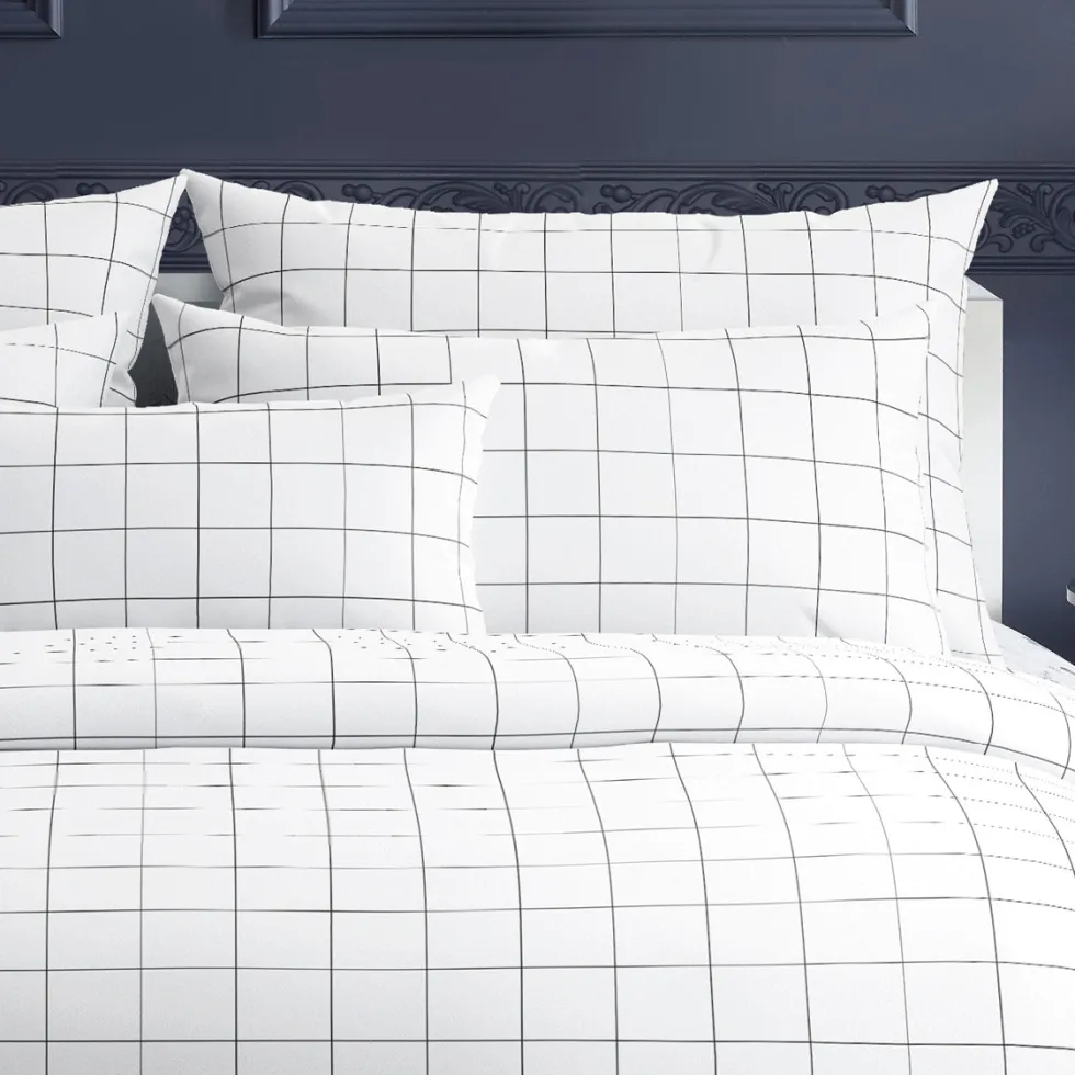 housse_de_couette__taies__3-194.webp Housse de couette + taie(s) d'oreiller satin de coton - Carreaux blanc*Maison Héritage Outlet