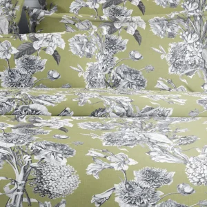 Housse de couette + taie(s) d'oreiller satin de coton - Jardin Botanique Vert*Maison Héritage Online