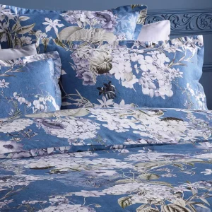 Housse de couette + taie(s) d'oreiller satin de coton - Hortensia Bleu*Maison Héritage Hot