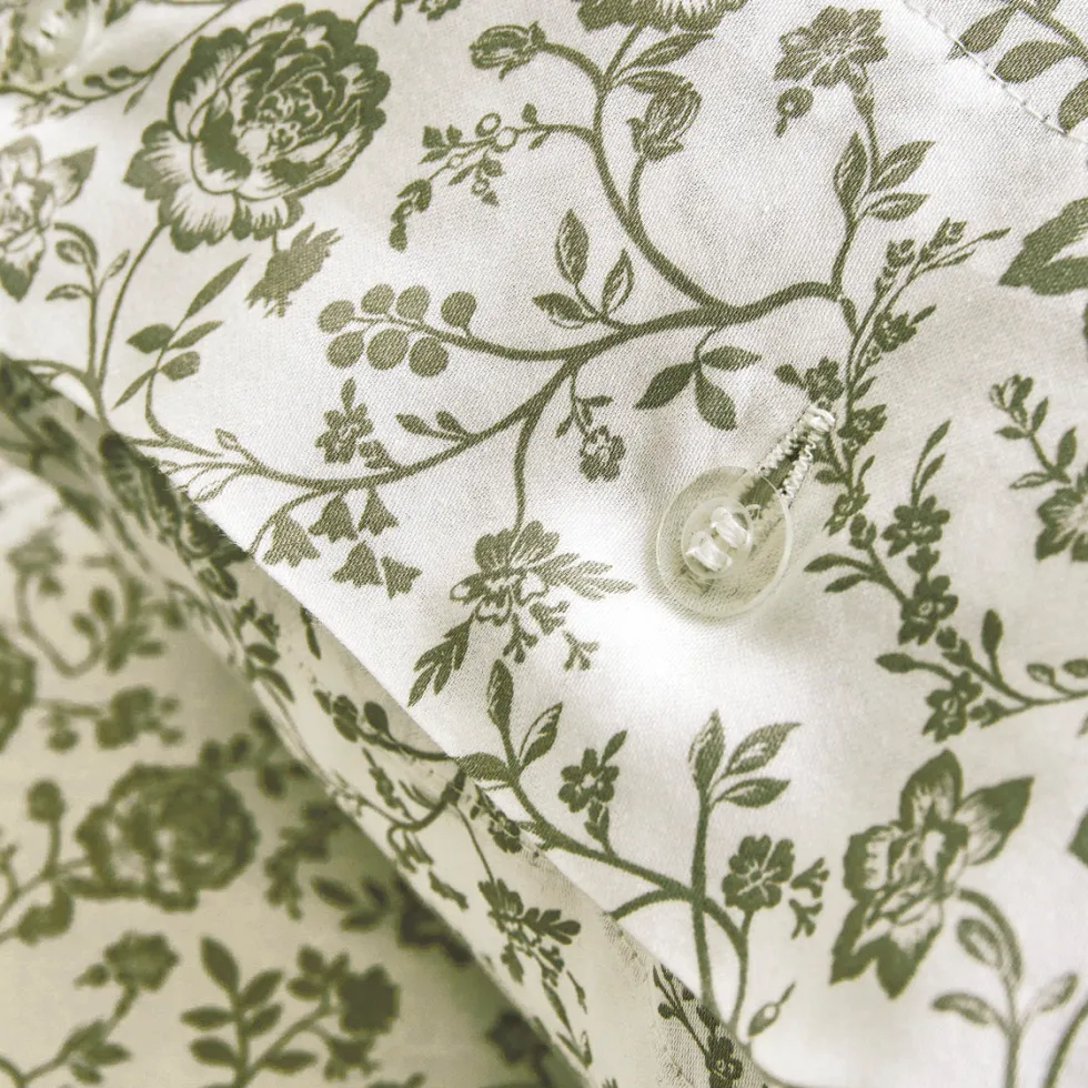 housse_de_couette__taies__3-243.webp Housse de couette + taie(s) d'oreiller satin de coton - Floraison de Roses Blanc / Vert*Cacharel Sale