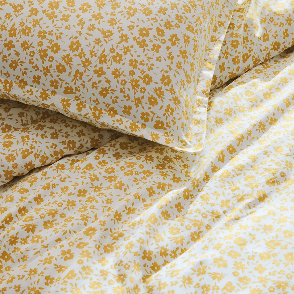 housse_de_couette__taies__3-244.webp Housse de couette + taie(s) d'oreiller satin de coton - Eglantine Blanc / Jaune*Cacharel New