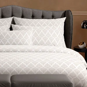 Housse de couette + taie(s) d'oreiller satin de coton - Vibrance végétale Blanc / Blanc*Chevignon Sale