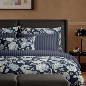 Housse de couette + taie(s) d'oreiller satin de coton - Nuit indienne Bleu foncé*Chevignon Hot
