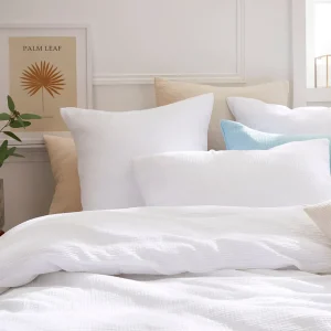 Housse de couette + taie(s) gaze de coton - Uni Blanc*Cacharel New
