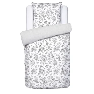 Housse de couette + taie(s) satin de coton - Envolée de papillons Blanc*Cacharel Best