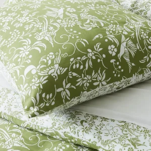 Housse de couette + taie(s) satin de coton - Birds Vert olive*Cacharel Best