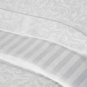 Housse de couette + taie(s) satin de coton - tissé Jacquard - Victorian Blanc*Chevignon Best