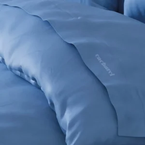 Housse de couette + taie(s) satin de coton - Aurore Uni Bleu*Cacharel Online