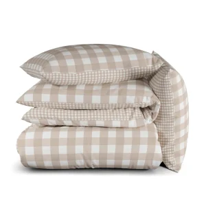 Housse de couette coton - Vichy Taupe*Chevignon Sale
