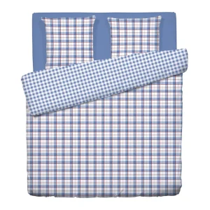 Housse de couette coton percale à carreaux - Bleu clair*Chevignon Best