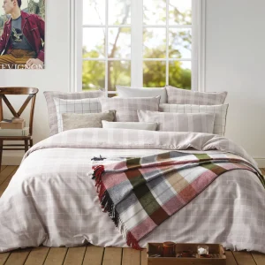 Housse de couette coton percale à carreaux - Taupe*Chevignon Hot
