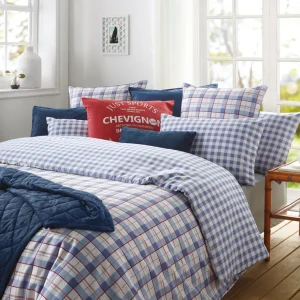 Housse de couette coton percale à carreaux - Bleu clair*Chevignon Best