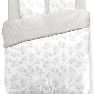 Housse de couette lin / coton + 2 taies - Roses Taupe*CACHAREL Fashion