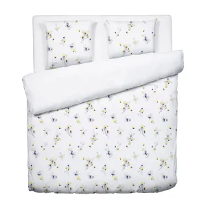 Housse de couette satin de coton + 2 taies - Esquisse Floral Blanc*Cacharel New