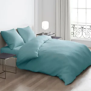 Housse de couette satin de coton + 2 taies - Aurore Uni Vert clair*Cacharel New