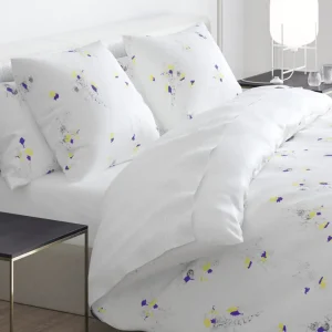 Housse de couette satin de coton + 2 taies - Esquisse Floral Blanc*Cacharel New