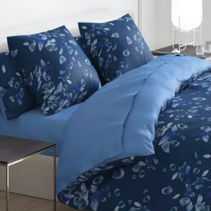 Housse de couette satin de coton + taie(s) - Aurore Bleu*Cacharel Clearance