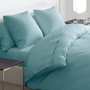 Housse de couette satin de coton + 2 taies - Aurore Uni Vert clair*Cacharel New