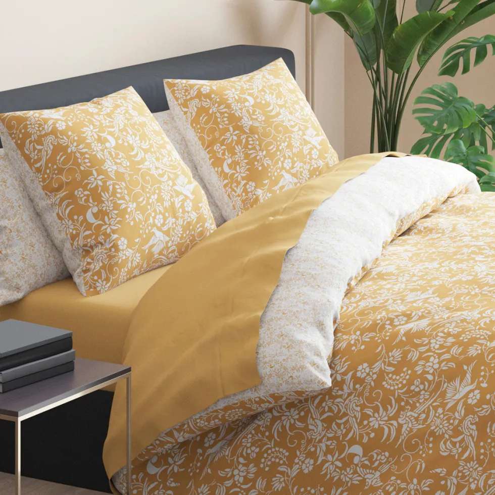 housse_de_couette_satin_d_3-4.webp Housse de couette satin de coton - Birds Jaune*Cacharel Outlet