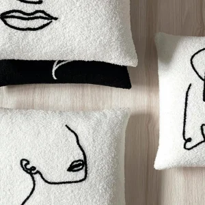 Housse de coussin - Flavie Blanc / Noir : 43 x 43 cm*Rodier Clearance
