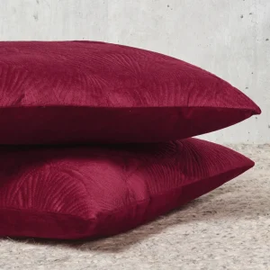 Housse de coussin - fleur ciselé Bordeaux*Cacharel Clearance