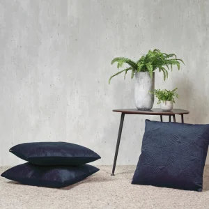 Housse de coussin velours avec dessin fleuri : bleu foncé*Rodier Outlet