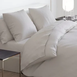 Housse(s) de couette satin de coton + taie(s) - Aurore Uni Taupe*Cacharel Online