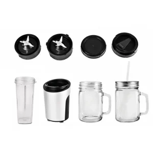 Machine à smoothie avec 2 bocaux en verre et lame supplémentaire - Noir / Argenté*Kalorik Best