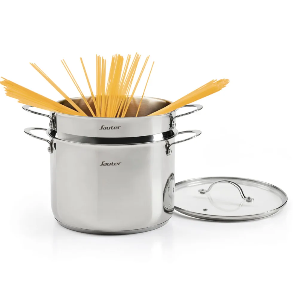 marmite_avec_panier__ptes_0-2.webp Marmite avec panier à pâtes Qulinox Pro - Triple fond - acier inoxydable - couvercle - 24 cm - Argenté*Sauter Outlet
