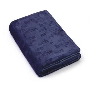 Maxi plaid/couvre-lit dessin : Signature Bleu foncé - 180 x 220 cm*Cacharel Discount