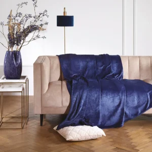 Maxi plaid/couvre-lit dessin : Diamond Bleu foncé - 180 x 220 cm*Maison Héritage New