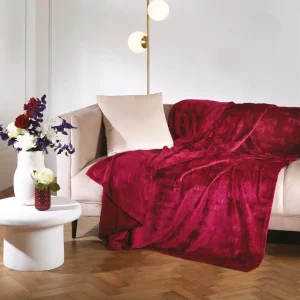 Maxi plaid/couvre-lit dessin: Signature Bordeaux - 220 x 250 cm*Cacharel Hot