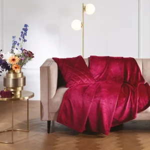 Maxi plaid/couvre-lit dessin : Diamond Bordeaux - 180 x 220 cm*Ines by Ines de la Fressange Best